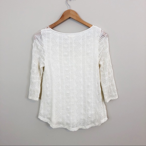 Anthro Meadow Rue Crochet Cream Lace Top - Picture 3 of 5